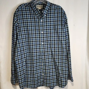 Duluth Trading Men Checker Plaid Casual Long Sleeve XL Aqua Blue Button Up Shirt - Picture 1 of 6