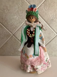 Vtg Polish Folk Wooden Peg Art Doll 7”  #20-288 - Picture 1 of 8