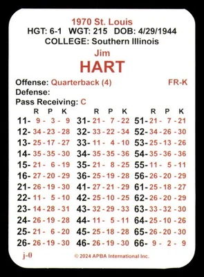 1970 APBA Football Season (2O24 Issue) Team Set - ST LOUIS CARDINALS - Image 1 of 3