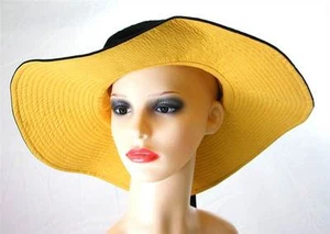 Pia Rossini Lamanga Reversible Algodón Sombrero para el Sol Damas Verano Clásico Negro/Amarillo - Imagen 1 de 1