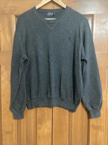 POLO Ralph Lauren Mens 100% Cotton Gray Pullover Crew Neck Sweater Sz Large L - Picture 1 of 3
