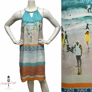ANTHROPOLOGIE Dream Daily Rozae Nichols INKJET Beach Scene Dress M $168 SOLD OUT - Picture 1 of 10