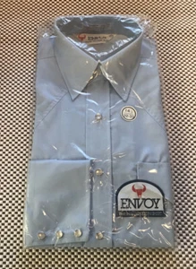 NOS ENVOY AUTHENTIC WESTERN SHIRT BLUE PEARL BUTTONS ROCKABILLY 14-1/2 32-33 ELT - Picture 1 of 10