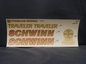 Schwinn Traveler Bicycle Complete Red 6 Decal Set Block Script Chicago Vintage - Picture 1 of 3