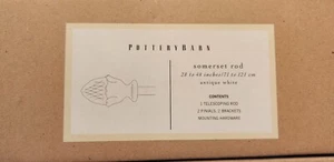 Pottery Barn Somerset Antique White Curtain Rod  w Artichoke Finials & Mountings - Picture 1 of 9