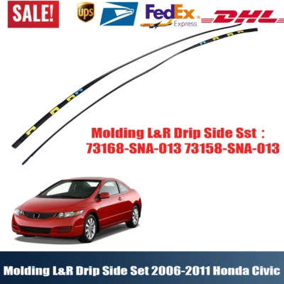 Juego de molduras laterales de goteo L&R para HONDA CIVIC 2006-2011 73168-SNA-013 73158-SNA-013 Foto 1 de 4