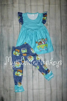 NUEVO Scooby Doo Túnica Vestido Volantes Leggings Niñas Boutique Conjunto  Foto 1 de 4