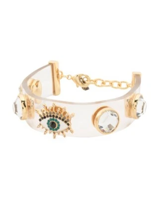 PULSERA KURT GEIGER LONDRES GELATINA TRANSPARENTE MAL DE OJO 7”+1” EXTENSOR NUEVA CON BOLSA Foto 1 de 4