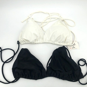 OP BLACK AND WHITE SIZE LARGE AND XL TRIANGLE BIKINI TOPS LOT OF 2