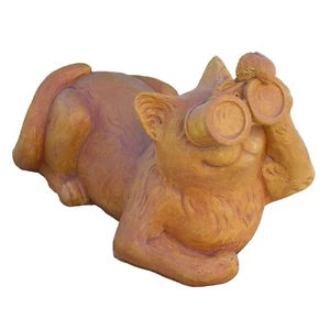 Cast Stone Cement Lying Birdwatching Cat Outdoor Garden Statue - Picture 1 of 7