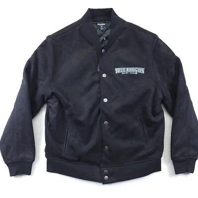 Chaqueta de bombardero True Religion Arch de gamuza para hombre talla S abotonada pesada $199 nueva con etiquetas Foto 1 de 4