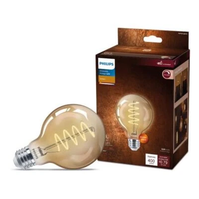 Philips Vintage 60W Amber G25 Medium Dimmable LED Decorative Light Bulb - Image 1 of 3