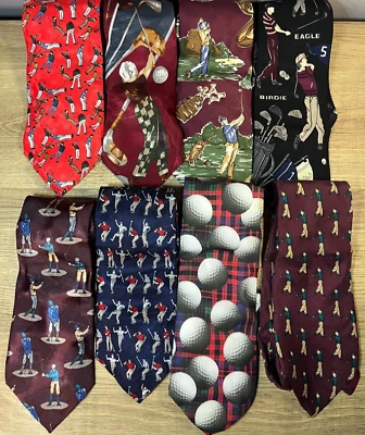 Corbatas clásicas temáticas de golf para hombre - Lote x8 - Artefactos de museo - Deportes estadounidenses - Foto 1 de 4