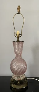 Vintage Tischlampe rosa Muranoglas mit Silberaufguss - Bild 1 von 8