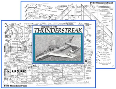 Model Airplane Plans (RC): F-84 Thunderstreak 33½" ½A Ducted-Fan  (Musciano) - Image 1 of 4