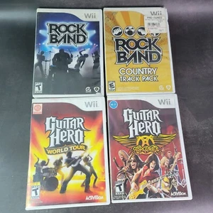 Guiltar Hero Rock Band Spiel Lot Nintendo Wii Aerosmith Country World Tour - Bild 1 von 15