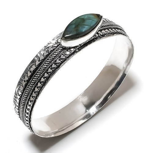 VALENTINO Bracciale in argento sterling 925 fatto a mano con pietre preziose labradorite 7 5" Z385