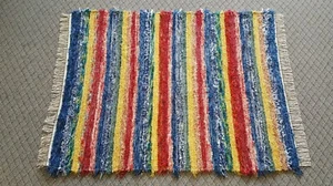 Tappeto a strappo 4' x 5' 3" Fiesta Stati Uniti tessuto a mano testurizzato grande area - Foto 1 di 1