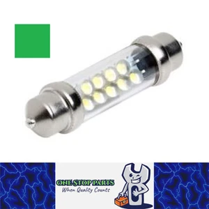 12V Green 43mm Festoon 9 LED FESTOON GLOBE 36 LUMENS FOR INTERIOR LIGHT GLOBE - Picture 1 of 3