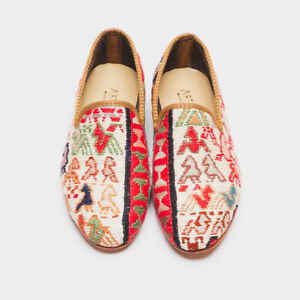 Artemis Sumak Kilim Loafer Men US7.5 (EU40) White Multicolor Weave Shoes