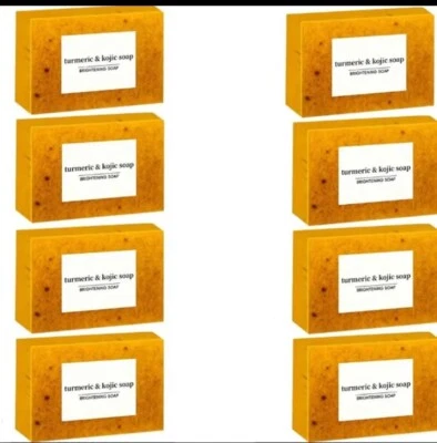 8*Turmeric Kojic Acid Brightening Soap,Skin Whitening Dark Spots lightening Acne
