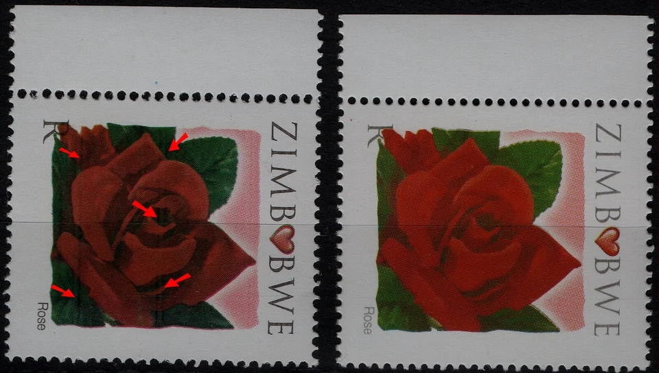 Zimbabwe 2008 Valentine "R" value w/shade and doctor blade SG1253 MNH (Br2283) - Image 1 of 1