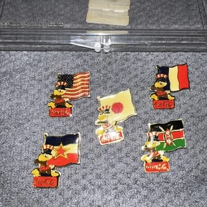 Los Angeles Olympics 1980 Coca Cola Sponsor 5 Pins With Case - Picture 1 of 24