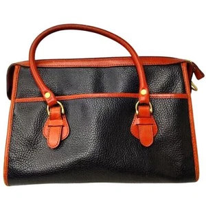 Vintage Liz Claiborne Black Brown Trim Leather bag - Picture 1 of 9