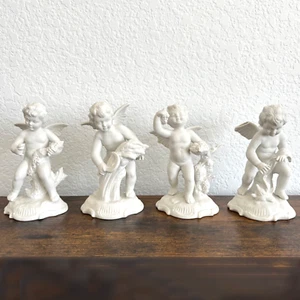 Dresden Germany 4 Seasons Cherub Angel Porcelain Bisque Figurine 1 w/Broken Wing - Picture 1 of 23