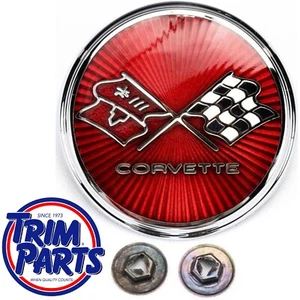 US MADE 1975-1976 Corvette Front Nose Emblem Badge + Hardware Cloisonne BEST C2 - Picture 1 of 5