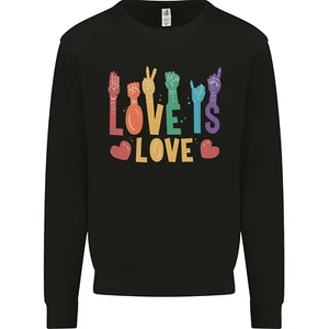 LGBT Sign Language Love Is Gay Pride Day Kids Sweatshirt Jumper - Picture 1 of 77