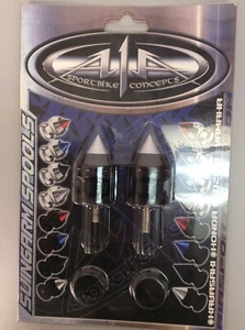 A1A Yahmaha Spiked Swing Arm Spools Black / Chrome - Picture 1 of 2