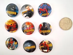 New 9pcs Spiderman Pins Round Badges birthday party favors lolly bag filler - Picture 1 of 2
