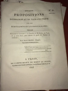 MÉDECINE. LES TEMPERAMENS ET LES IDIOSYNCRASIES 1823 - MÉDECINE. - Imagen 1 de 1