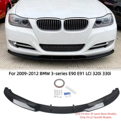 GLOSSY BALCK FRONT BUMPER BODY KIT LIP FIT 2009-2011 BMW 320i 330i E90 4DR/SEDAN - Image 1 of 4