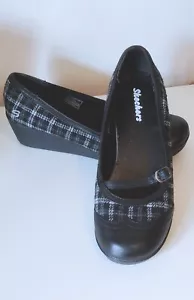 Sketchers Mary Jane Wedge 5 Tartan Grey - Picture 1 of 11