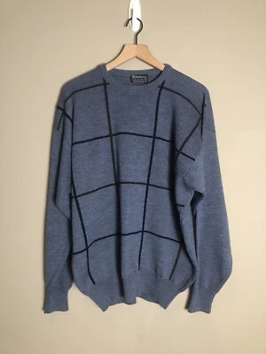Suéter Jersey Vintage Burberrys Burberry 100% Lana Merino Para Hombre Azul Cuadros Talla M Foto 1 de 4