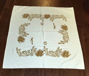 Vintage Harwood Steiger Stoff Leinen Südwest Kaktus Roadrunner Druck 42 Zoll x 43 - Bild 1 von 11