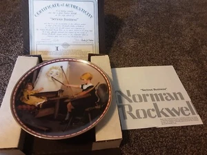 BRAND NEW Collectible China Plate. NIB. Norman Rockwell. Serious Business - Picture 1 of 2