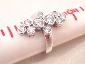 New Cocktail Ring Sterling Silver CZ Zirconia Oblong Statement Ring sz 6 Germany - Picture 1 of 10