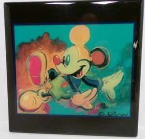 RARO Impresión de Vidrio Grueso de Disney Mickey Mouse por Eric Robison 8"" X 8"" arte de la danza - Imagen 1 de 6