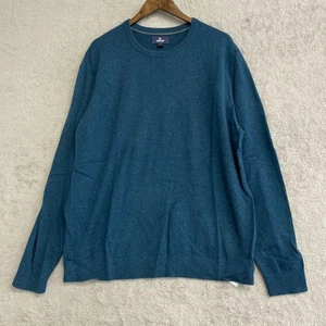 NEW Lands' End Men's XL Crew Neck Sweater 100% Cashmere Teal Blue - Picture 1 of 8