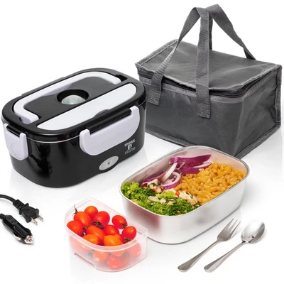 Fiambrera Eléctrica Calentador de Alimentos para Adultos Blanco y Negro Calentador de Alimentos Fiambrera... Foto 1 de 4