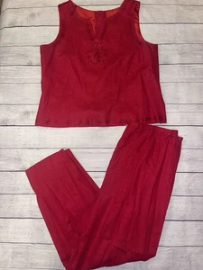 Vintage Women’s 14 Jessica Howard Red Sleeveless Top & Pants Set - Picture 1 of 6