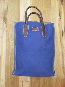 T. Anthony blau Canvas Beuteltasche Leder Griffe & Basis Reisetasche 16" x 13" x 4-1/2 - Bild 1 von 12