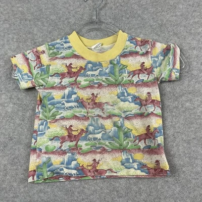 Camiseta de vaquero retro vintage de los 80 con estampado de arco iris rara XS 4-5 Foto 1 de 4