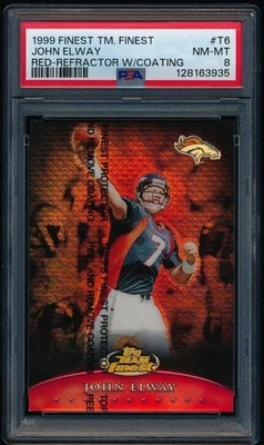 1999 Topps Team Finest John Elway Red Refractor Coating /50 PSA 8 Pop 2 Highest - Image 1 of 2