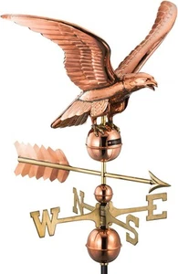 Large Pure Copper Eagle Weathervane – Rustic Outdoor Roof & Barn Decor - Picture 1 of 7