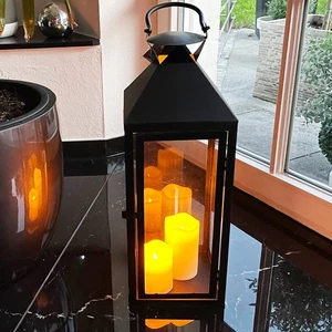 Linterna de jardín de metal de lujo Mojawo® XXL linterna de luz de viento negra H54 cm - Imagen 1 de 5