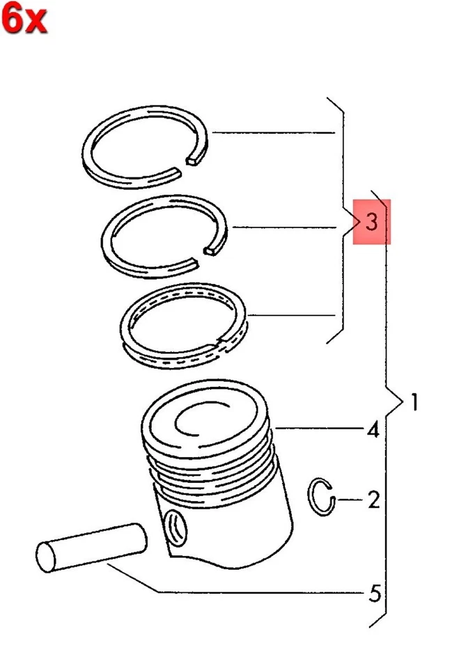 6x Genuine AUDI A4 Avant S4 quattro 1 Set: Piston Rings 059198151K - Image 1 of 1
